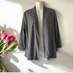 Rafaella jacket knit gray with silver beads PM great piece it’s versatil…